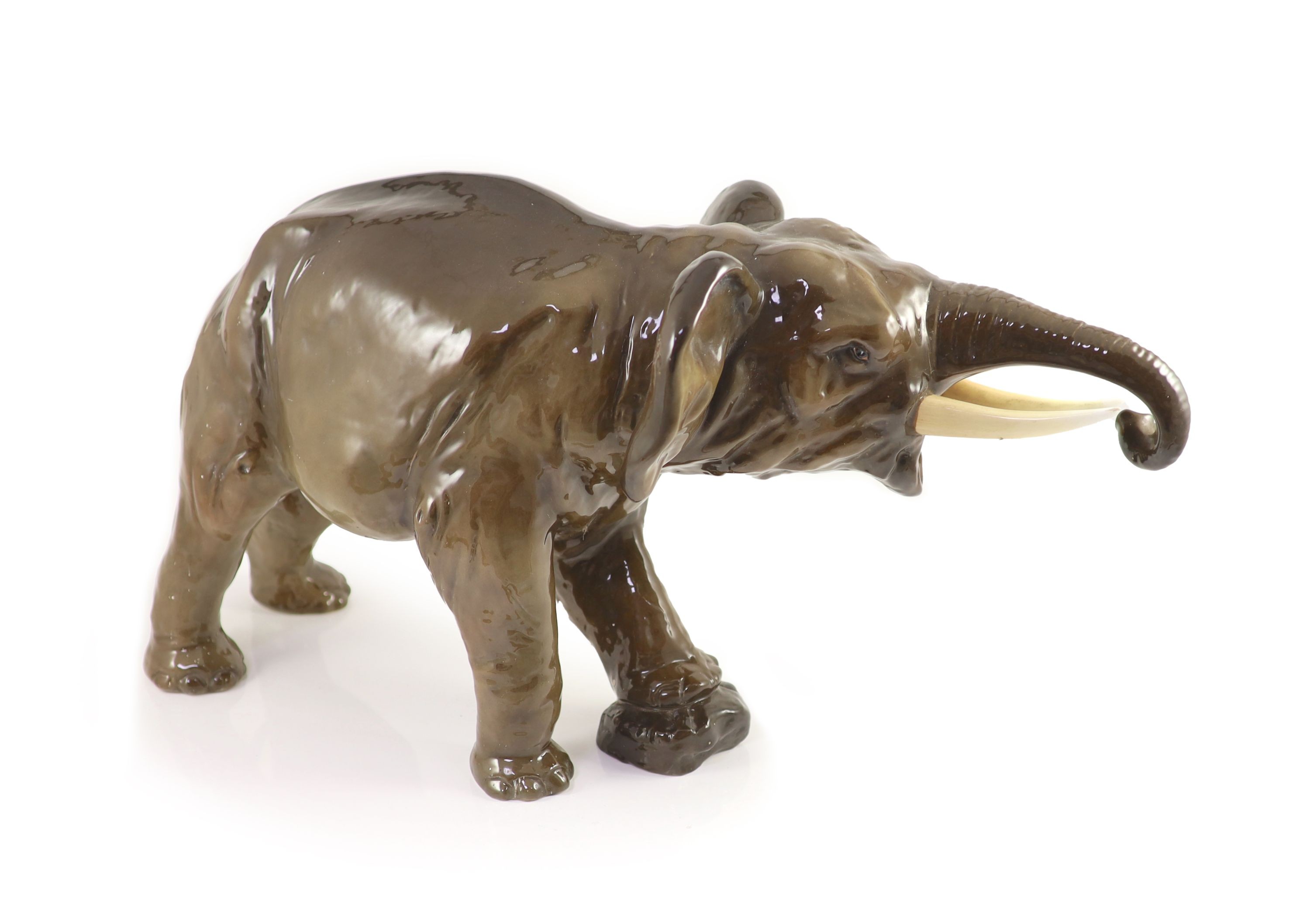 A large Royal Doulton pottery figure of an elephant, HN2640, probably a prototype model, 58 cm long